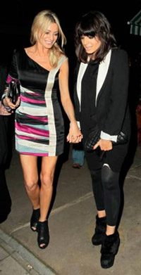 Claudia Winkleman and Tess Daily in Kurt Geiger
